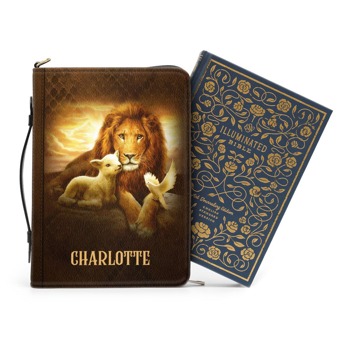 Personalized Lion Bible Cover With Zipper, Gift For Church Staff, Christian Gift, Bible Covers Jesus Gifts